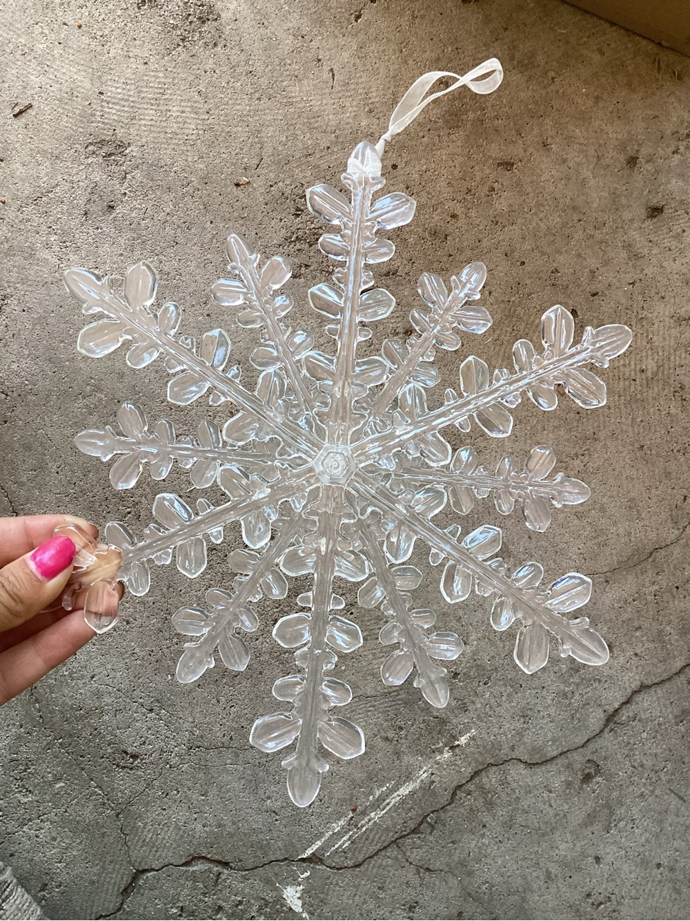Set of 3 Acrylic Clear Snowflake Holiday Ornament Decorative Hanging Decor